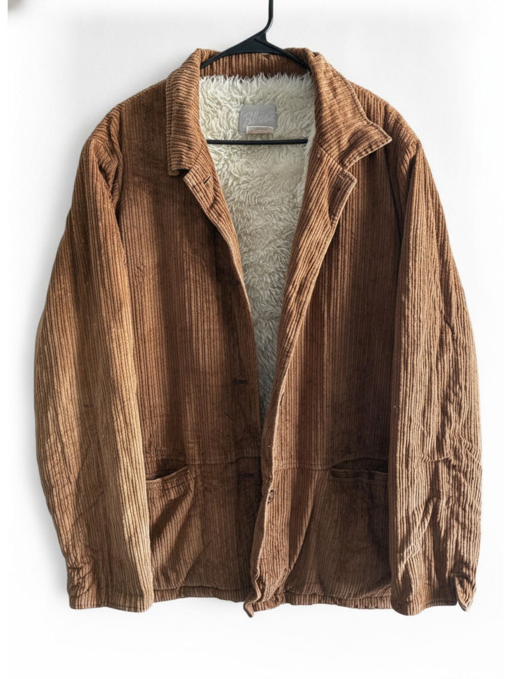 Fall Jacket  80s Brown Corduroy Bomber Jacket with Faux Fur Lining, Size 2XL